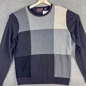 NEW Black and Brown Sweater Mens Large Black Gray ColorBlock Lightweight NWT $99